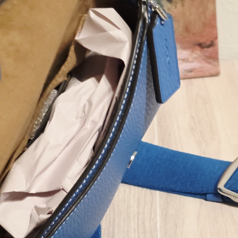 Coach Amelia 6.5" Small Saddle Bag Bright Blue CP001 Leather Limited Edition 💙 - Picture 6 of 16